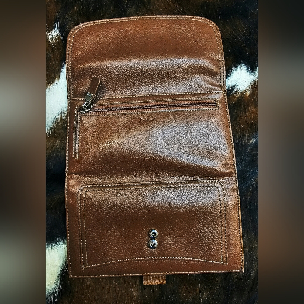 Vintage Relic Fossil Brown Pebbled Leather Trifold Wallet & Checkbook Wallet Set - Picture 8 of 13
